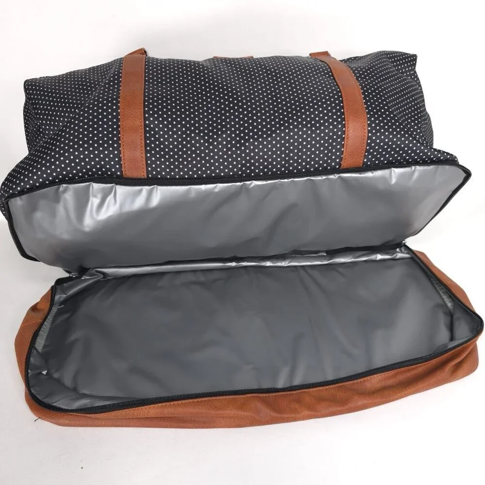 WEEKENDER BAGS 3 pc Shoe‎ Compartment Navy White Polka Dot IBFUN NWOT